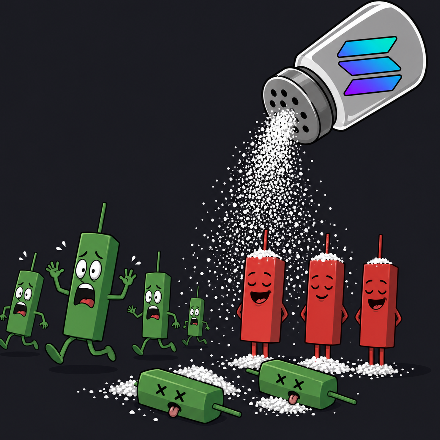 Salting the green candles until they turn red